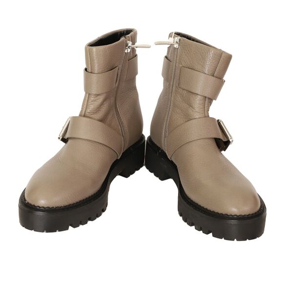 NORDSTROM Macombs Water Resistant Leather Moto Boot 5.5 M Taupe Low Heel A5 - Picture 3 of 5